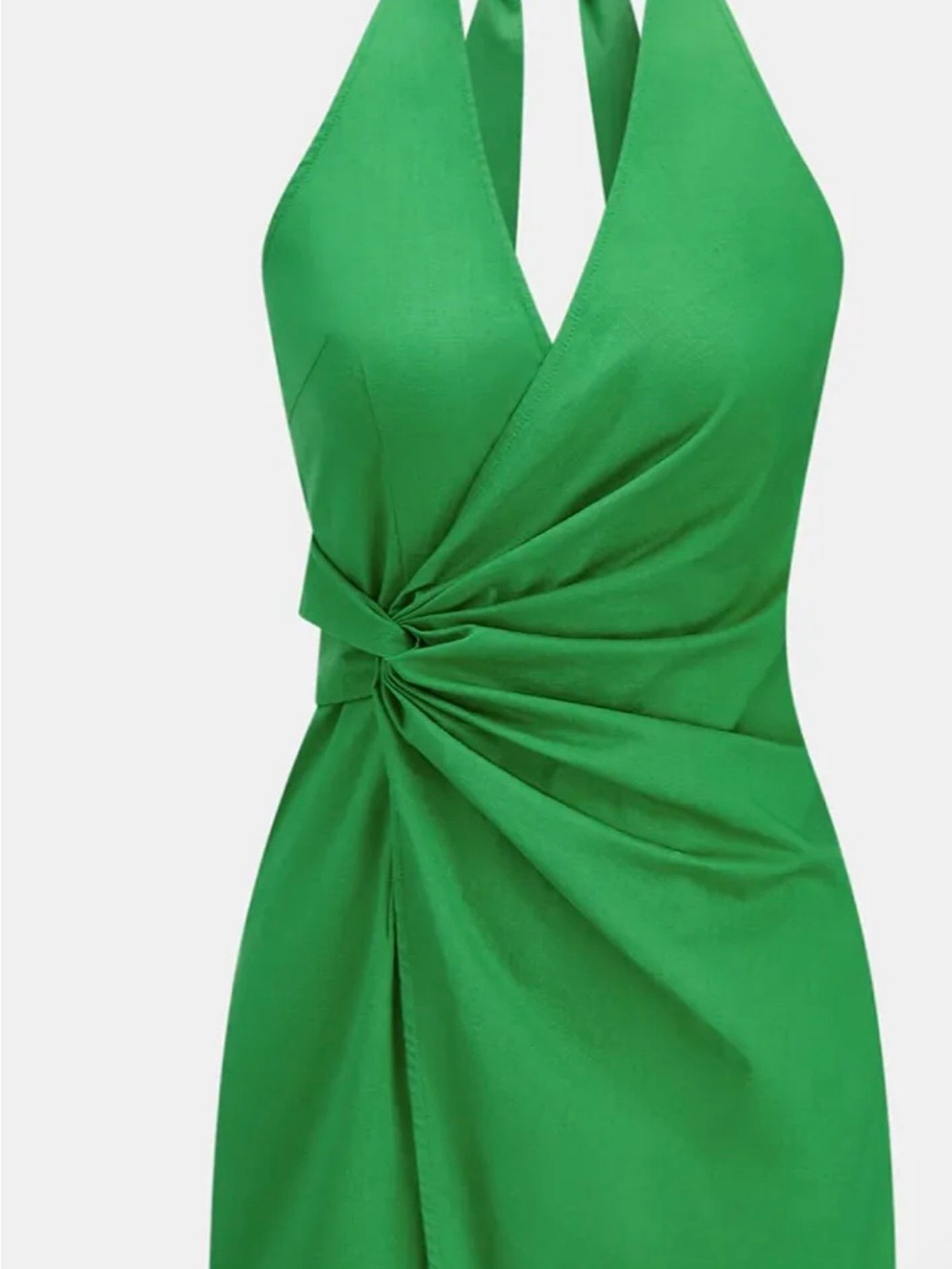 Commense Sleeveless Green Twist-Front Halter Dress M NWT